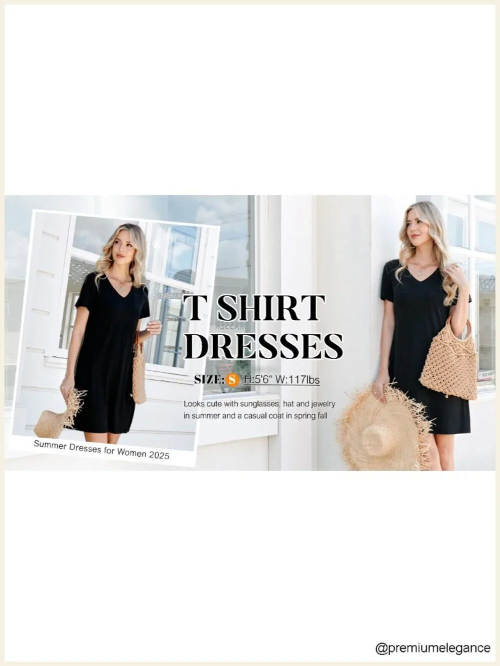 Womens Loose Fit T-Shirt Dress with Pockets Casual Summer V-Neck Short Sleeve